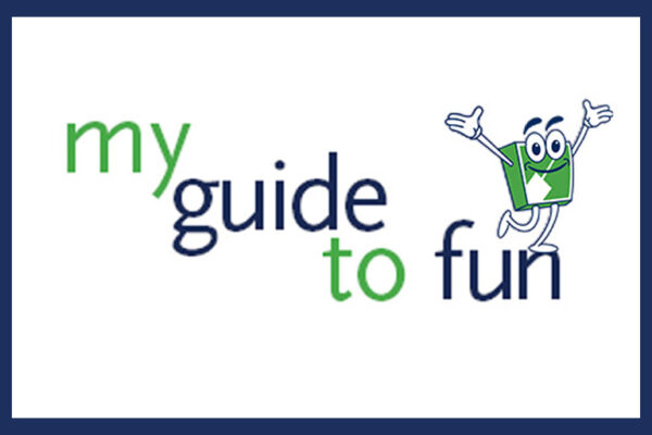 picutre of parks and recreation mascot FUN on top of the words My Guide to fun