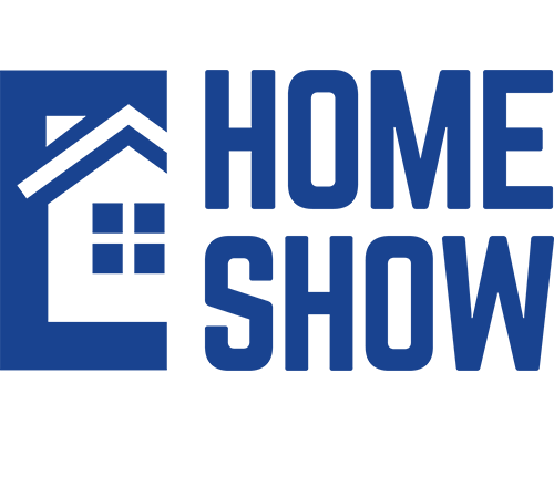 A blue logo featuring a simple image of a home next to the words HOME SHOW.